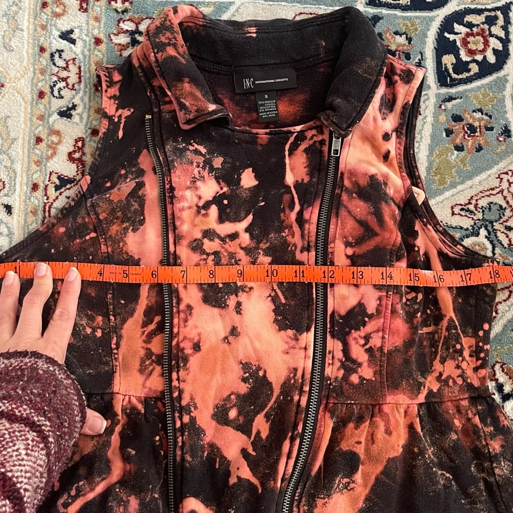 Moto Motorcycle Jacket Vest Bleach Dyed Goth Punk Grunge Upcycle Zippers Edgy S - Picture 7 of 11